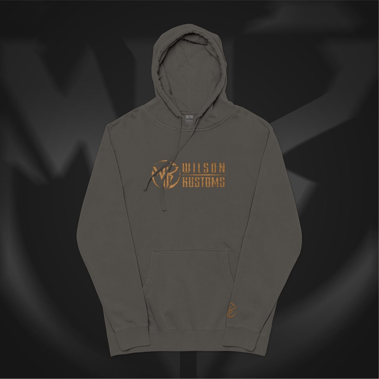 Wilson Kustoms Embroidered Hoodie – Gold on Graphite