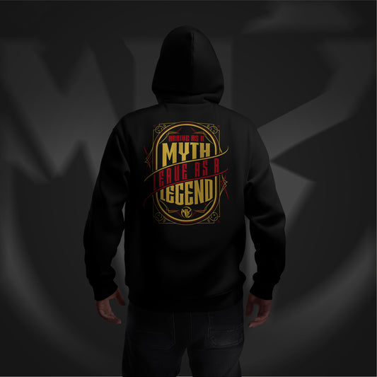 Wilson Kustoms Pinstripe Hoodie – “Myth to Legend” Gold Edition