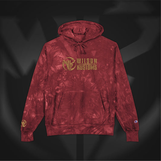 Wilson Kustoms x Champion Gold Embroidered Hoodie – Tie-Dye Edition
