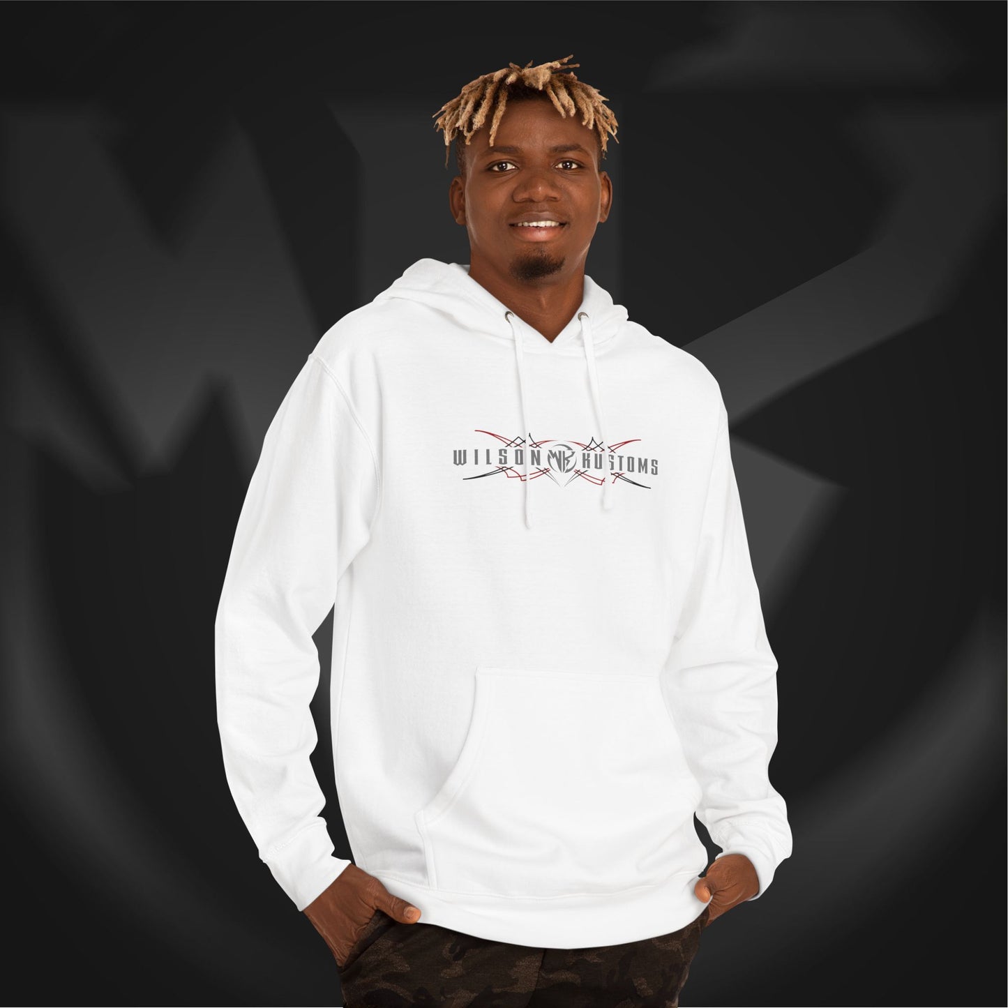 Wilson Kustoms Pinstripe Hoodie – “Myth to Legend” White Edition
