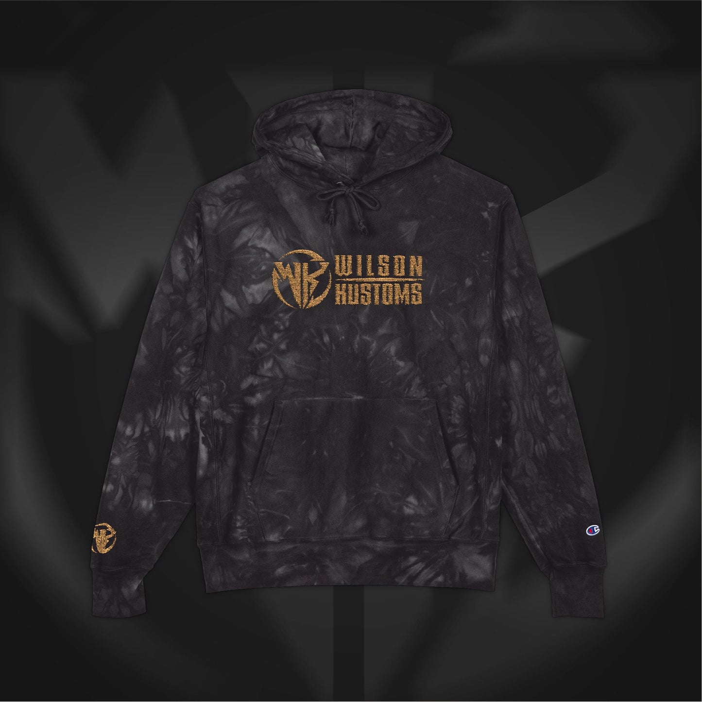 Wilson Kustoms x Champion Gold Embroidered Hoodie – Tie-Dye Edition